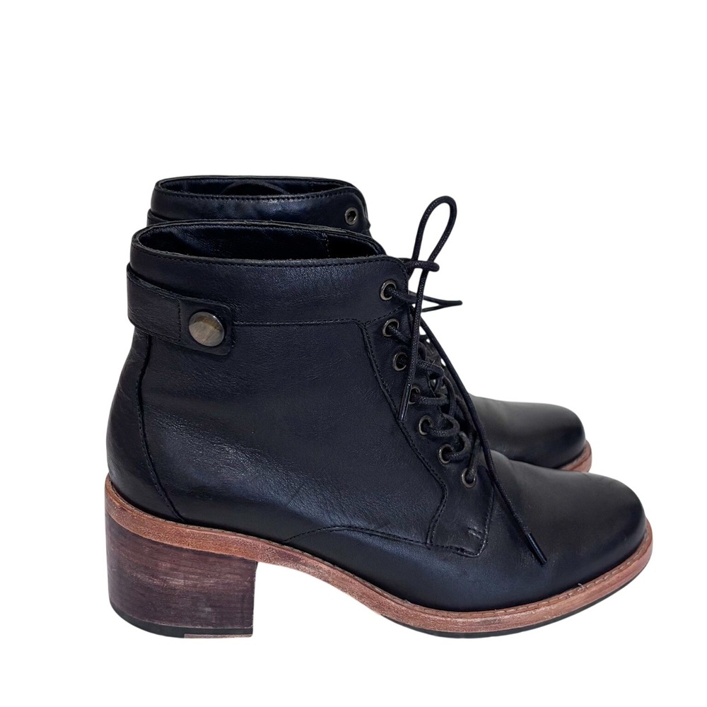 Clarks Womens Clarksdale Tone Ankle Boots 7.5 Black Leather Block Heel 16508